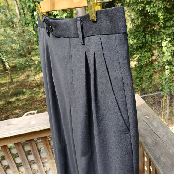 Trade In Motion Vintage Black Pleated Wide Legged Cuffed Trousers Sz 30 x 30 - Picture 3 of 8
